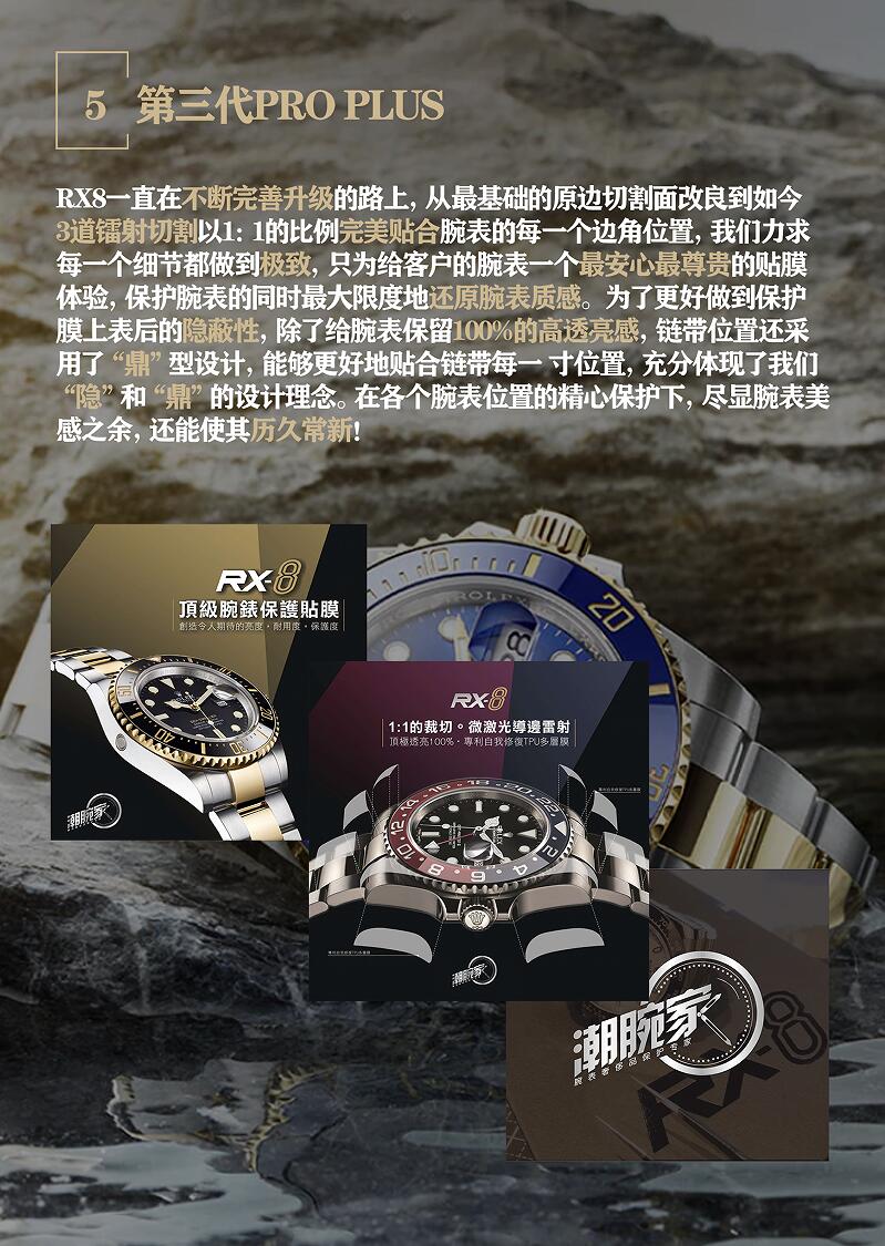 RX-8贴膜适用于劳力士日志款五珠链手表保护膜 外表圈表盘表扣