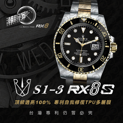 RX-8 适用于劳力士潜航者40mm保护膜 贴膜 外表圈表盘表扣