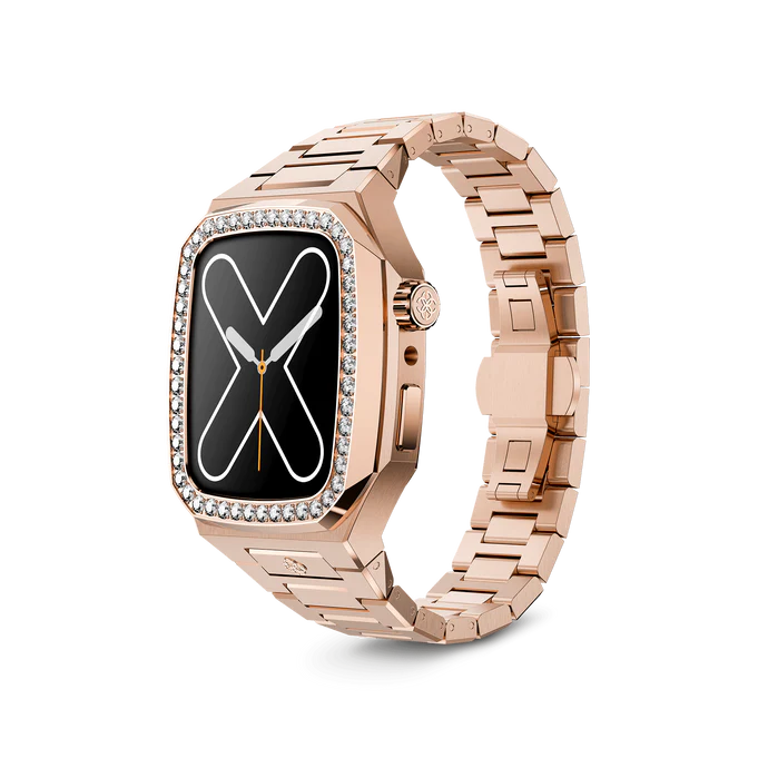 GOLDEN CONCEPT白水晶镶嵌玫瑰金色适用iwatch7/8/9