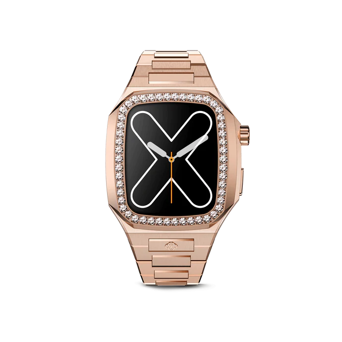 GOLDEN CONCEPT白水晶镶嵌玫瑰金色适用iwatch7/8/9