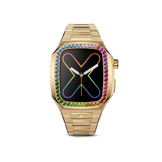 GOLDEN CONCEPT金色表盘彩虹镶钻表壳适用iWATCH7/8/9