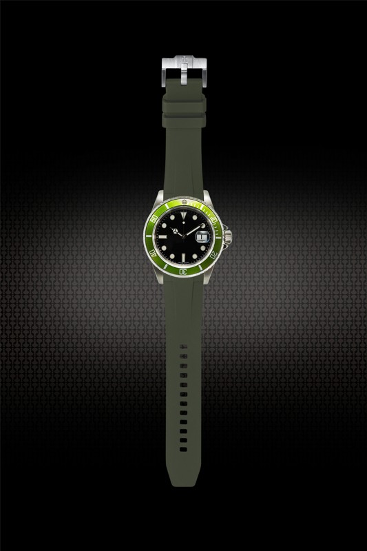 维瑞亚橡胶表带适用于劳力士一代水鬼16610铝制表圈针扣款