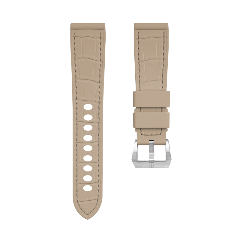 【100% 橡胶】维瑞亚VAGENARI仿鳄鱼皮纹路橡胶表带适用于沛纳海Luminor 40mm 42mm
