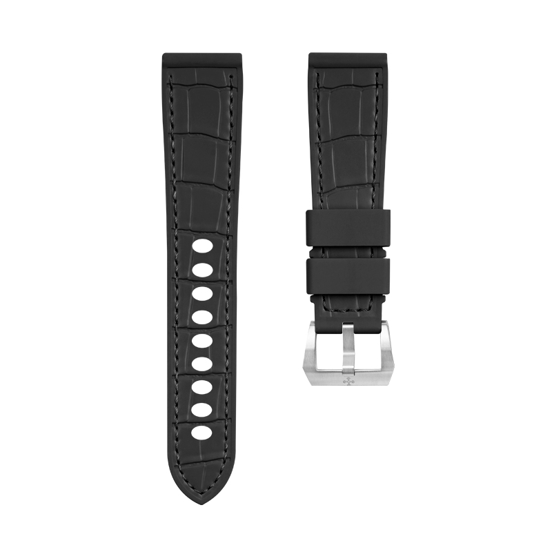 【100% 橡胶】维瑞亚VAGENARI仿鳄鱼皮纹路橡胶表带适用于沛纳海Luminor 40mm 42mm