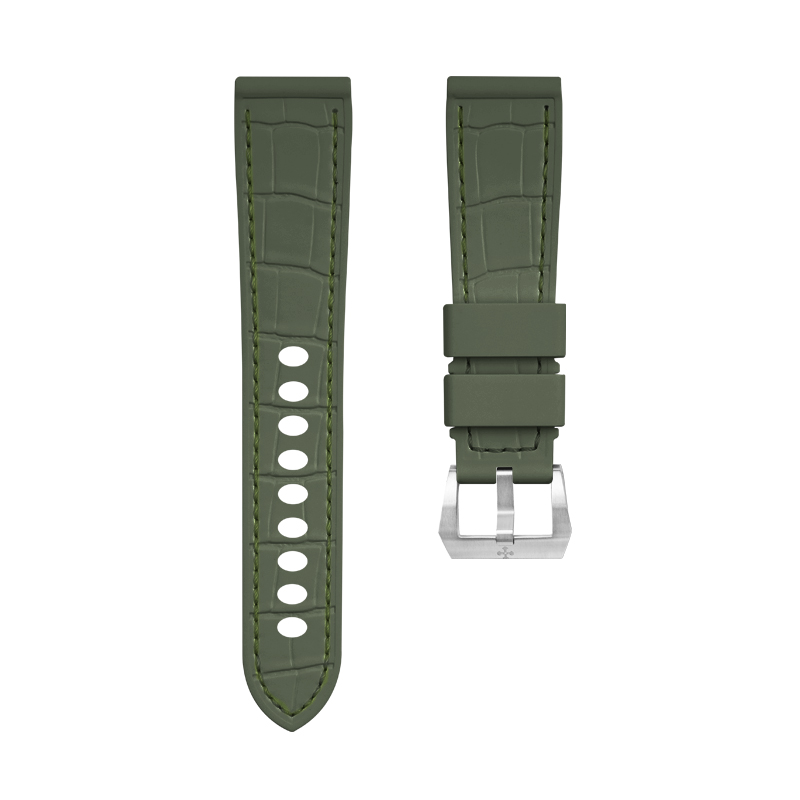 【100% 橡胶】维瑞亚VAGENARI仿鳄鱼皮纹路橡胶表带适用于沛纳海Luminor 40mm 42mm