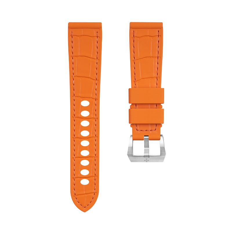 【100% 橡胶】维瑞亚VAGENARI仿鳄鱼皮纹路橡胶表带适用于沛纳海Luminor 40mm 42mm