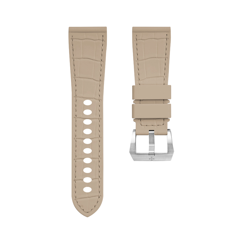 维瑞亚VAGENARI仿鳄鱼皮纹路橡胶表带适用于沛纳海Luminor 47mm