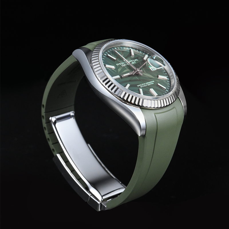维瑞亚橡胶表带适用于劳力士日志36mm126234 126233五珠链带折叠扣