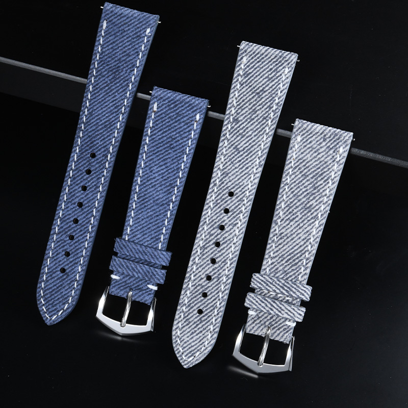 维瑞亚Jeans牛仔布纹小牛皮表带适用百达翡丽19/20/21mm